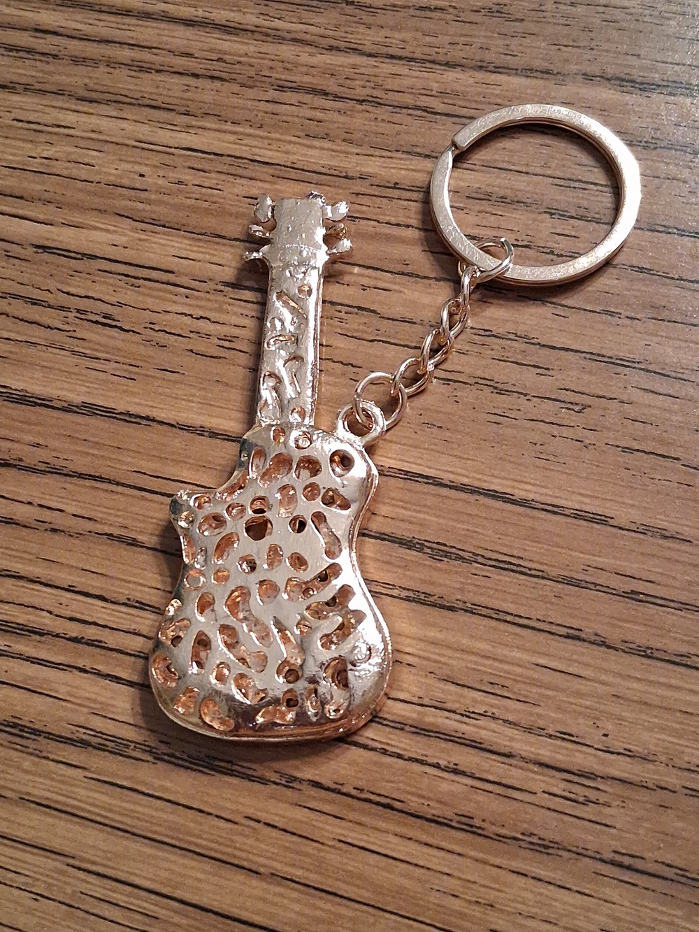 Gold & Crystal Embellished Guitar Key Chain/ Purse Charm NIB - Picture 6 of 9